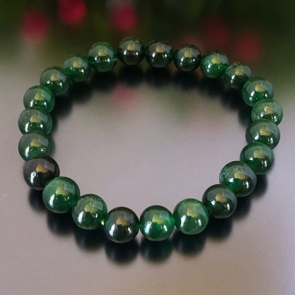 Jade 8mm Natural Stone Best Grade Beads Stretchable Bracelet